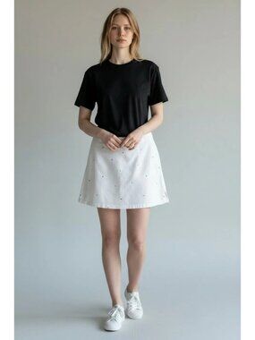Classic Elements Women’s Embroidered Dot Skirt Skort Casual White Size 8